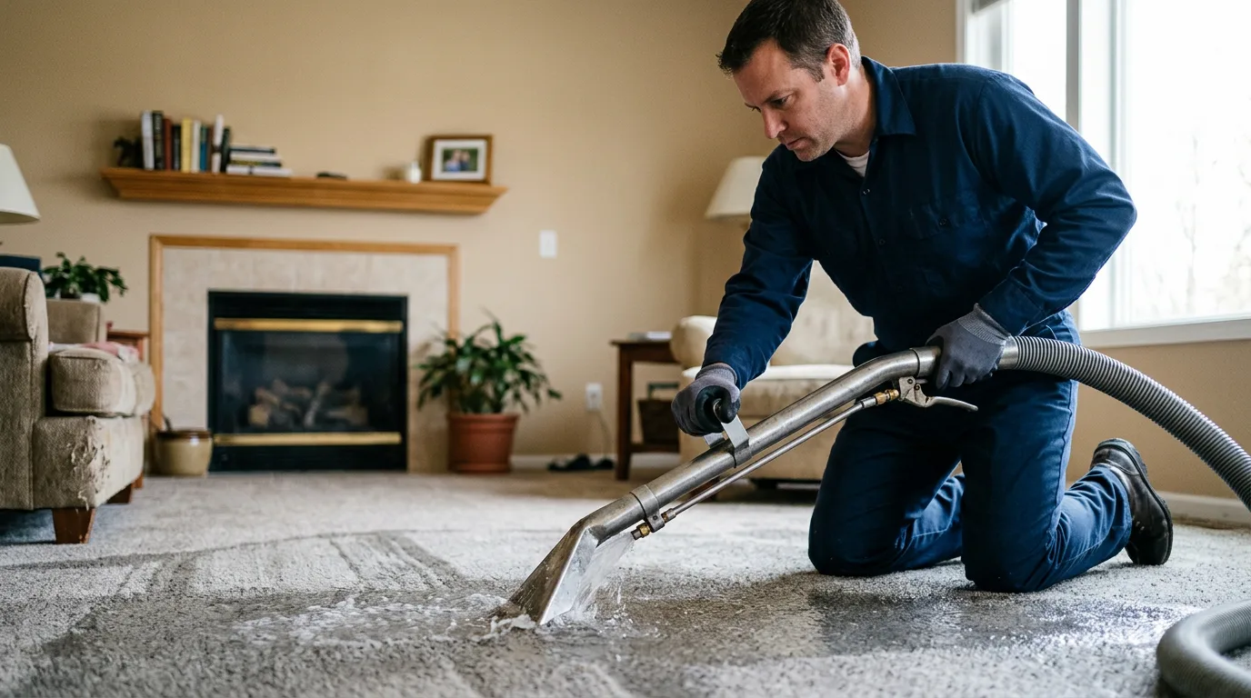 Water damage restoration technician working near Matfield Green, KS